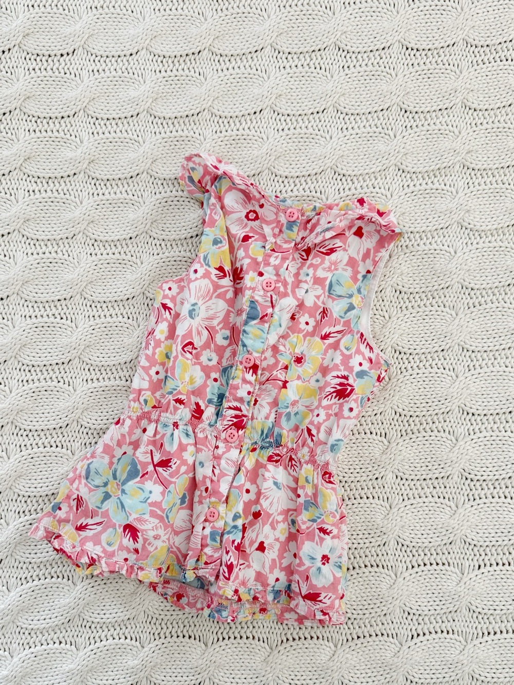 Janie and Jack Pink Floral Ruffle Neck Tank - Picture 2 of 3